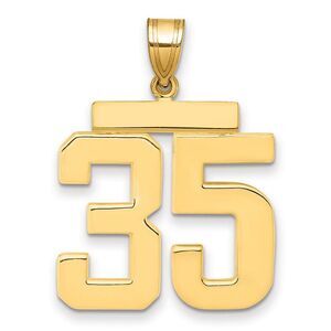 14k Yellow Gold, Athletic Collection, Large Polished Number 35 Pendant